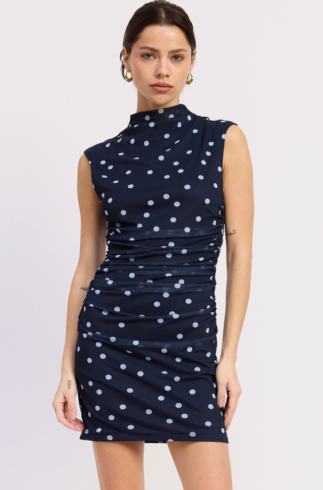 knee length dresses for ladies Journi High Neck Mesh Mini Dress | Backless Halter Mini Dress