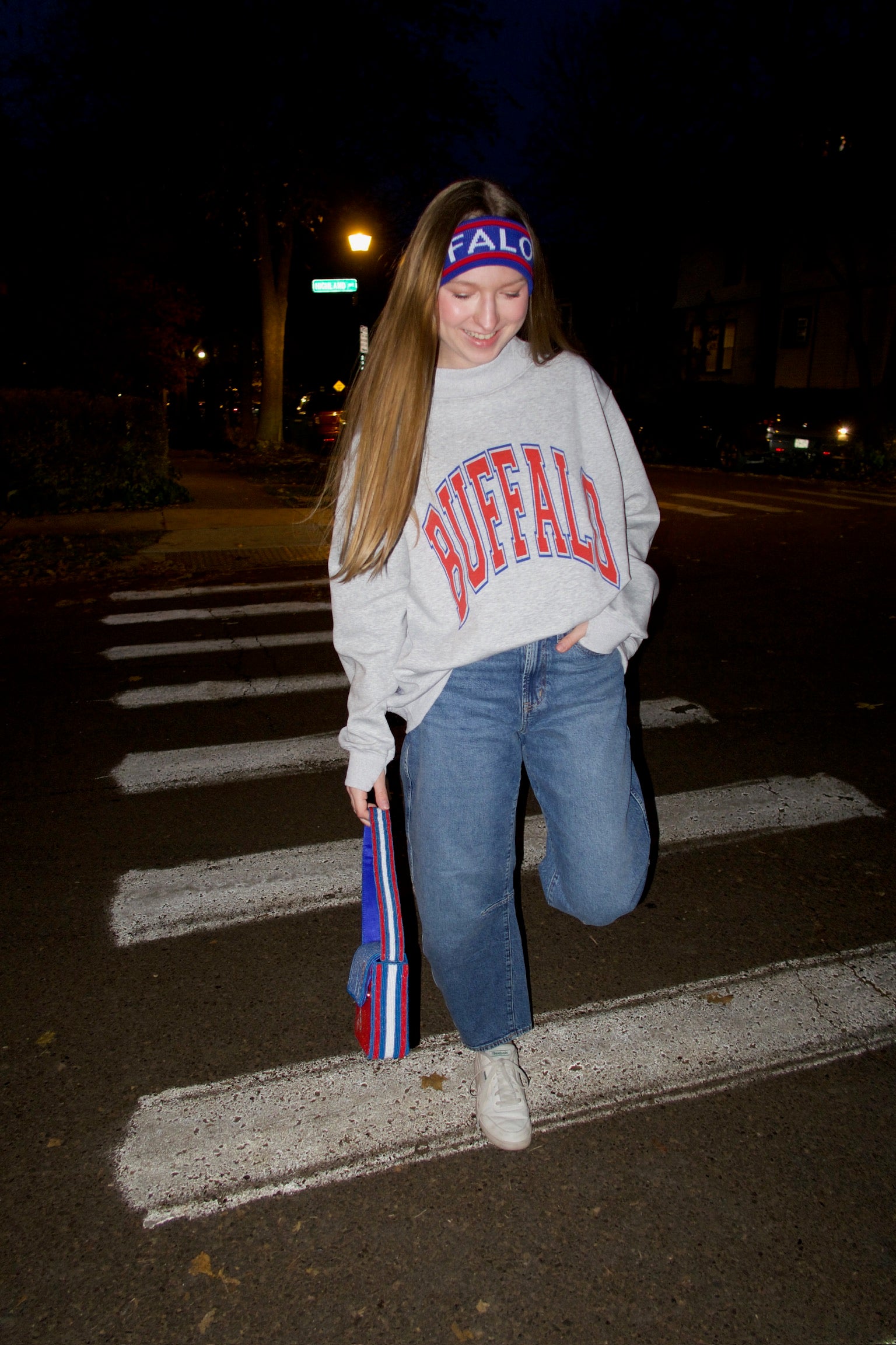 Oversized Buffalo Outline Reversible Athletic Mock Neck