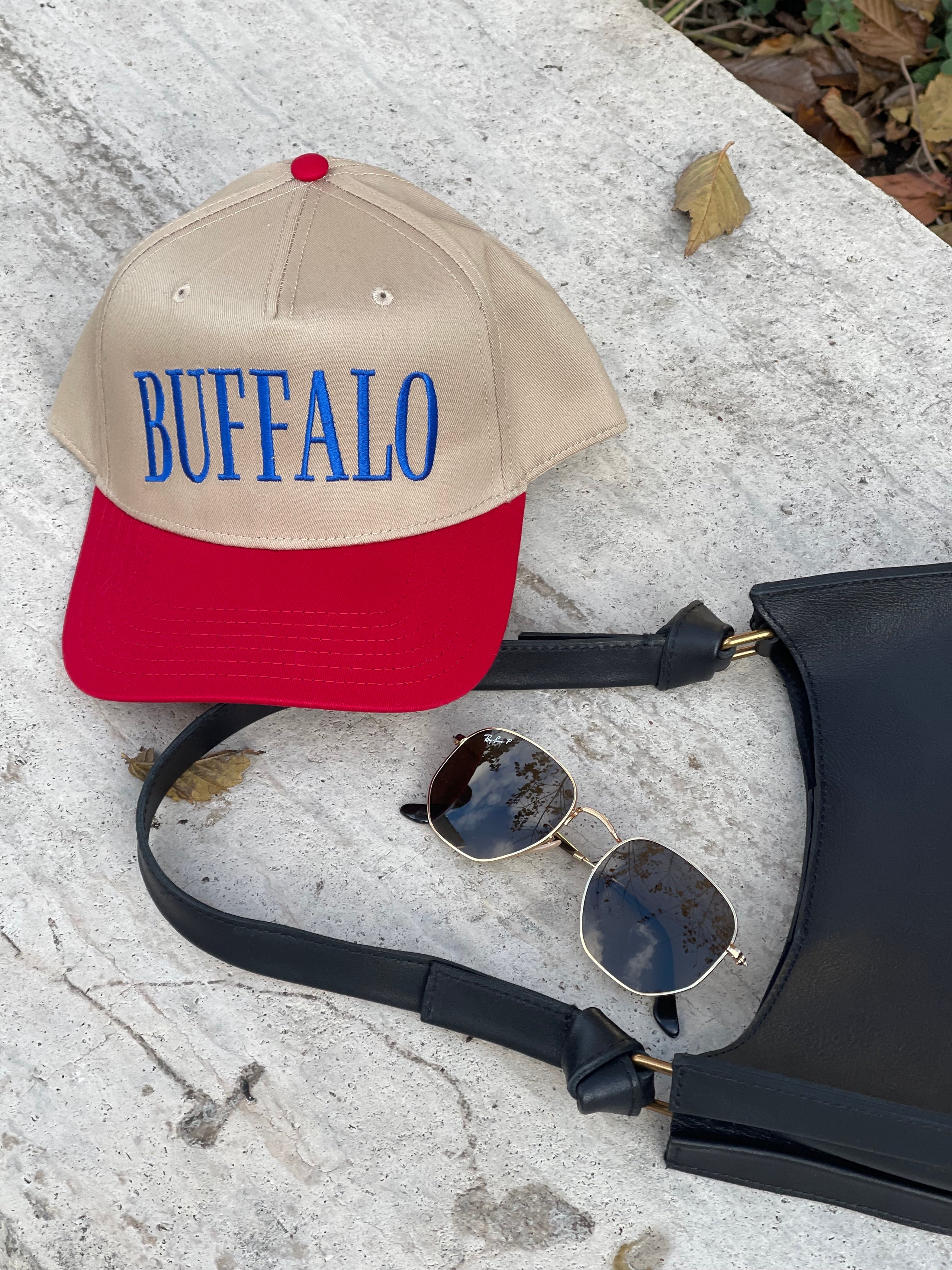 Buffalo Trucker Hat Red Khaki Royal Blue